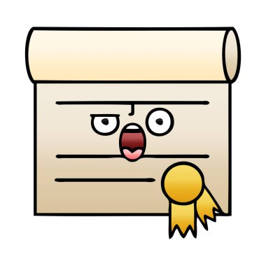 bir sertifikanın degrade gölgeli çizgi film