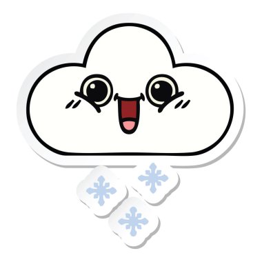 sevimli çizgi kar bulut etiket
