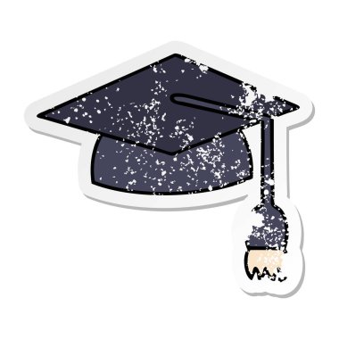 sevimli çizgi mezuniyet Cap sıkıntılı etiket