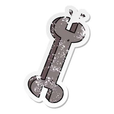 ilginç bir el sıkıntılı etiket çizilmiş karikatür somun anahtarı