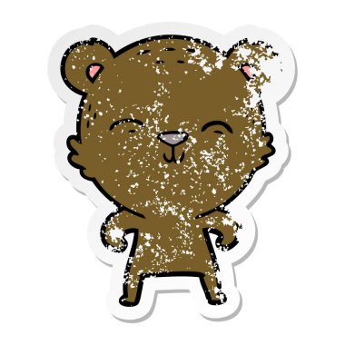 mutlu karikatür ayı sıkıntılı etiket