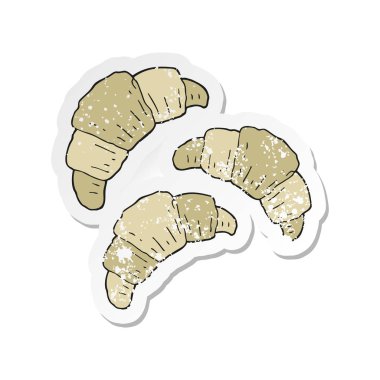 bir çizgi film kruvasan Retro sıkıntılı etiket