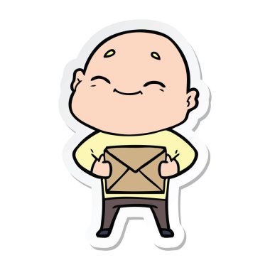 etiket bir mutlu karikatür kel adam