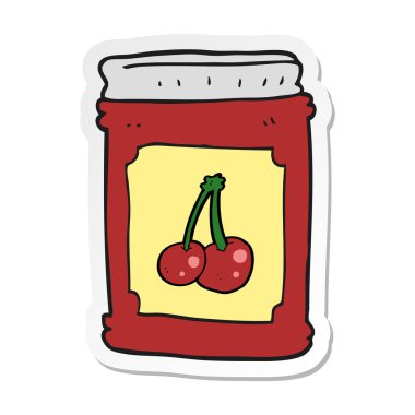 etiket, bir çizgi film kiraz reçel kavanozu