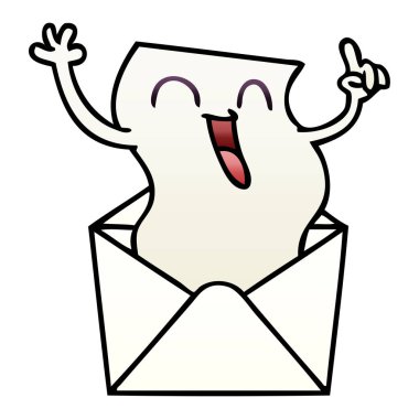 Degrade gölgeli ilginç karikatür mutlu mektup