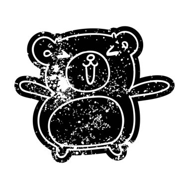 Grunge simgesi kawaii şirin oyuncak ayı sıkıntılı