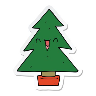 etiket bir karikatür Noel ağacının