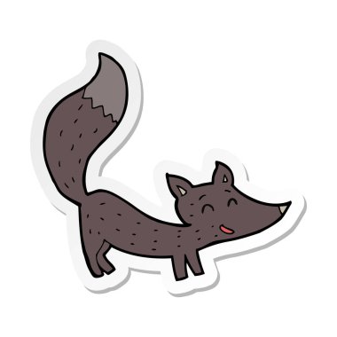 etiket bir karikatür küçük kurt yavrusu