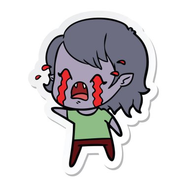 bir çizgi film ağlayan vampir kız etiketi