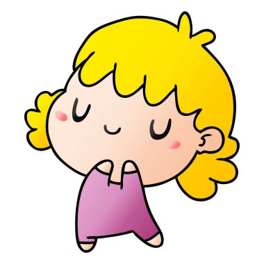 bir şirin kawaii kız degrade çizgi film gösterimi