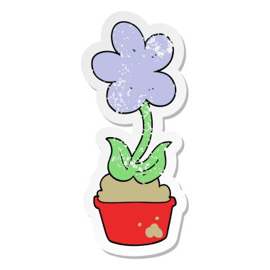 sevimli çizgi çiçek sıkıntılı etiket