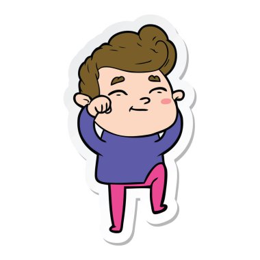 bir mutlu çizgi film adamın etiket