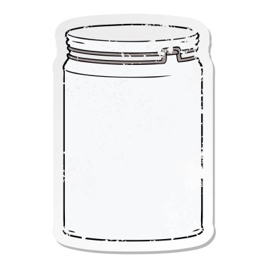 sıkıntılı etiket, bir çizgi film boş cam kavanozu