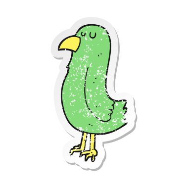 Retro sıkıntılı etiket bir karikatür papağan