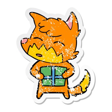 bir çizgi film tilki, sıkıntılı etiket