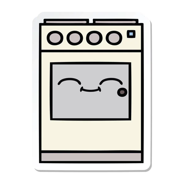 Pegatina Lindo Horno Cocina Dibujos Animados — Vector de stock