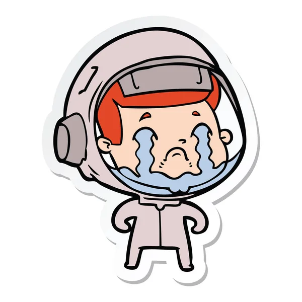 Pegatina de un astronauta llorando de dibujos animados — Vector de stock