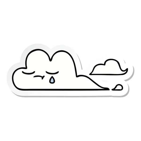 Sticker Cute Cartoon White Cloud — Stock Vector