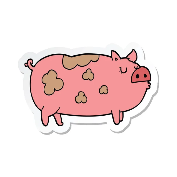 Pegatina Cerdo Dibujos Animados — Vector de stock