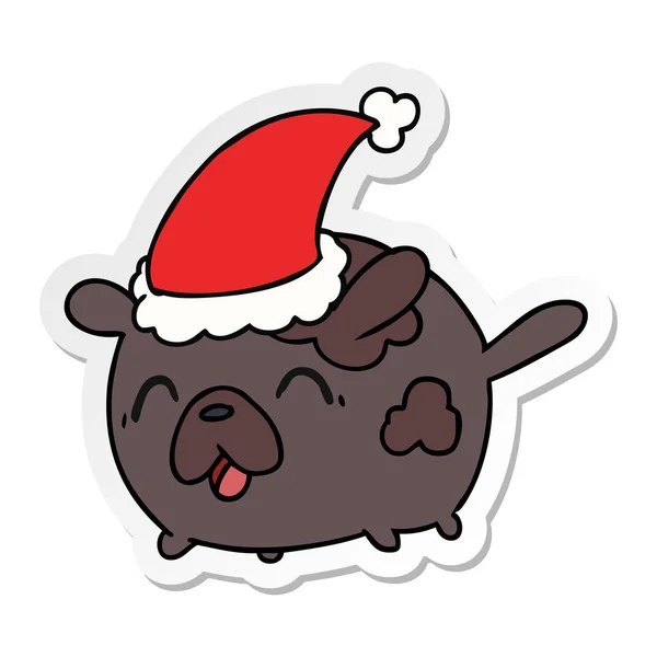 Handgezeichneter Weihnachtssticker Cartoon Von Kawaii Dog — Stockvektor