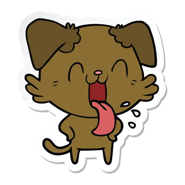 Sticker van een cartoon hijgend hond — Stockvector