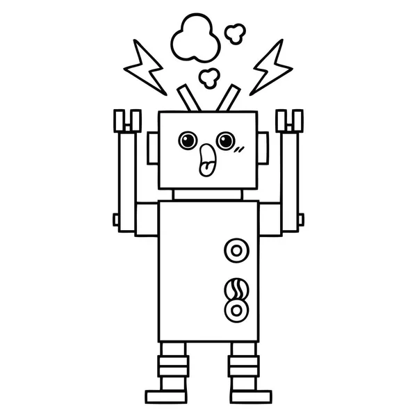 Dibujo Línea Dibujos Animados Mal Funcionamiento Del Robot — Archivo Imágenes Vectoriales