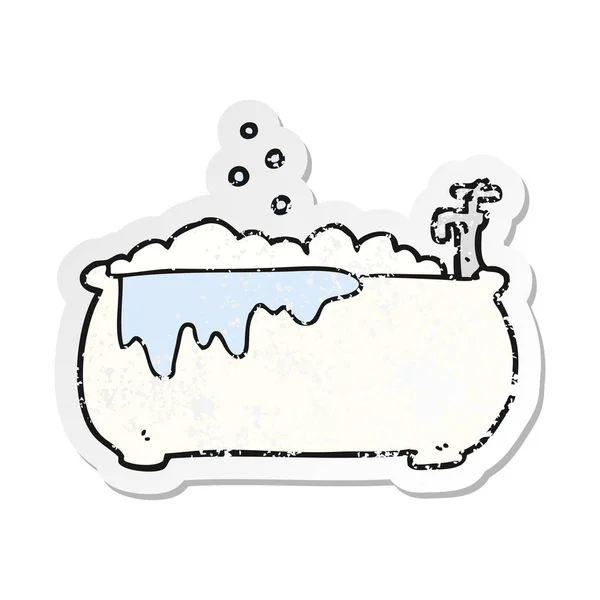 Retro Distressed Sticker Cartoon Bath — Stock Vector