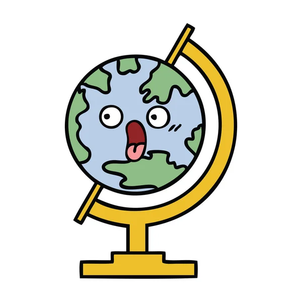 Cute Cartoon Globe World — Stock Vector