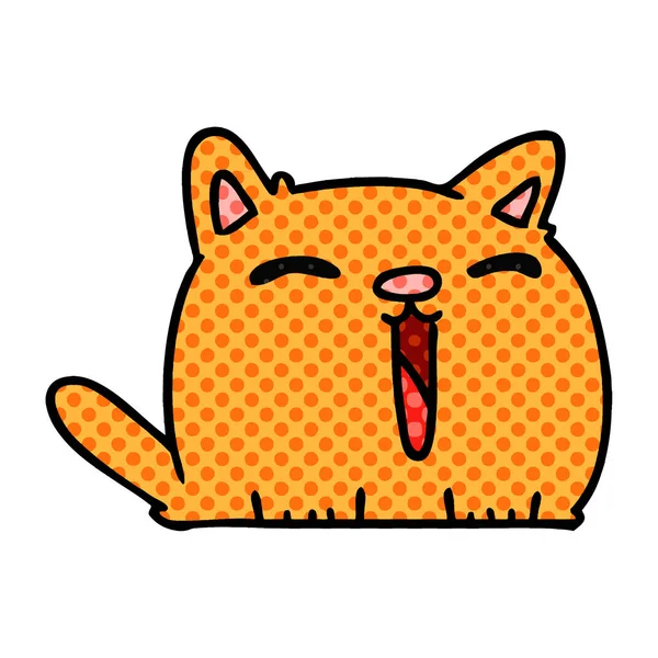 Desenho Animado Desenhado Mão Livre Gato Bonito Kawaii — Vetor de Stock
