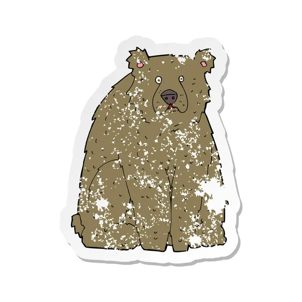 Retro angosciato adesivo di un cartone animato divertente orso — Vettoriale Stock