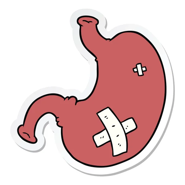 Pegatina de un estómago de dibujos animados — Vector de stock
