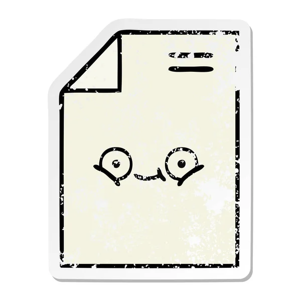 Verontruste Sticker Van Een Leuke Cartoon Vel Papier — Stockvector
