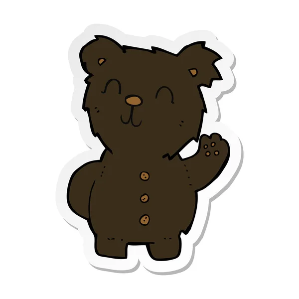 Adesivo di un cartone animato orso nero — Vettoriale Stock