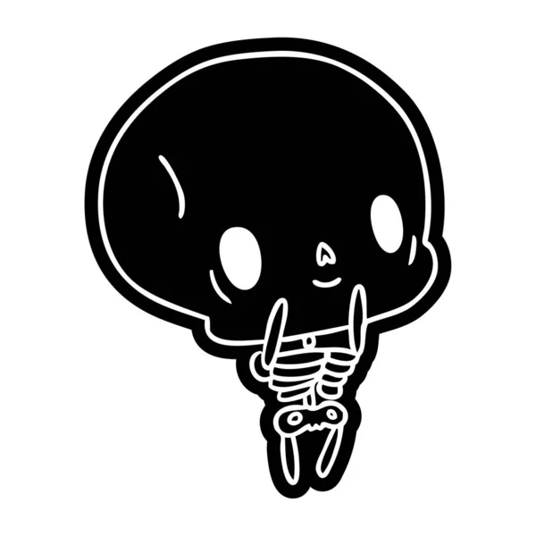 Γελοιογραφία Εικονίδιο Kawaii Χαριτωμένο Νεκρός Σκελετός — Διανυσματικό Αρχείο