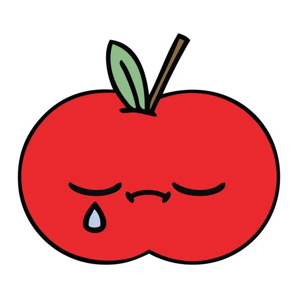 Niedliche Karikatur Eines Roten Apfels — Stockvektor