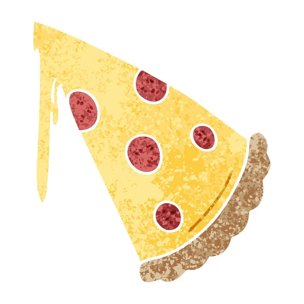 Retro Ilustración Estilo Peculiar Caricatura Rebanada Pizza — Vector de stock