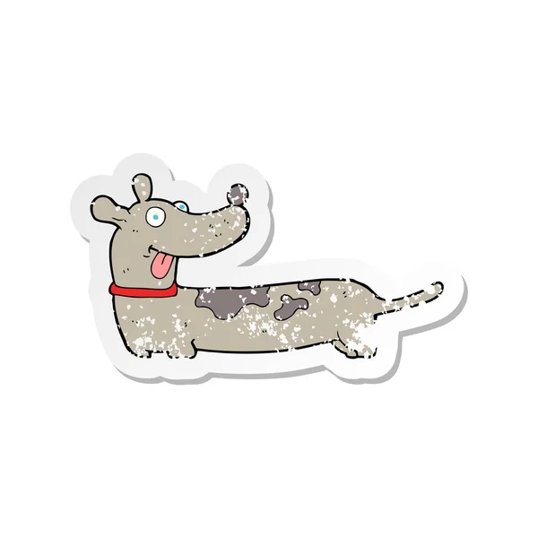Adesivo angustiado retro de um cão dos desenhos animados — Vetor de Stock