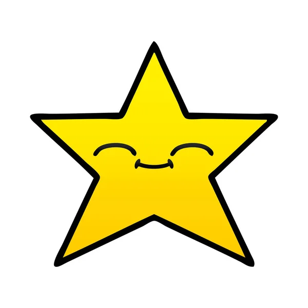 Dibujo Animado Degradado Sombreado Una Estrella Oro — Vector de stock