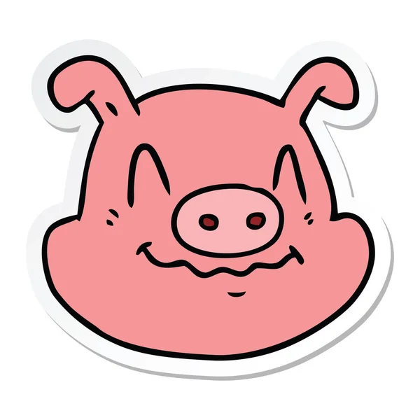 Stiker dari wajah babi kartun - Stok Vektor
