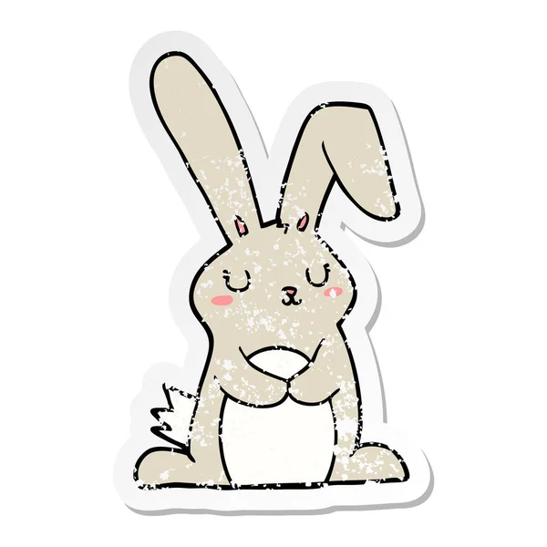 Calcomanía Angustiada Conejo Dibujos Animados — Vector de stock