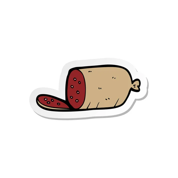 Sticker Cartoon Sliced Sausage — Stock Vector