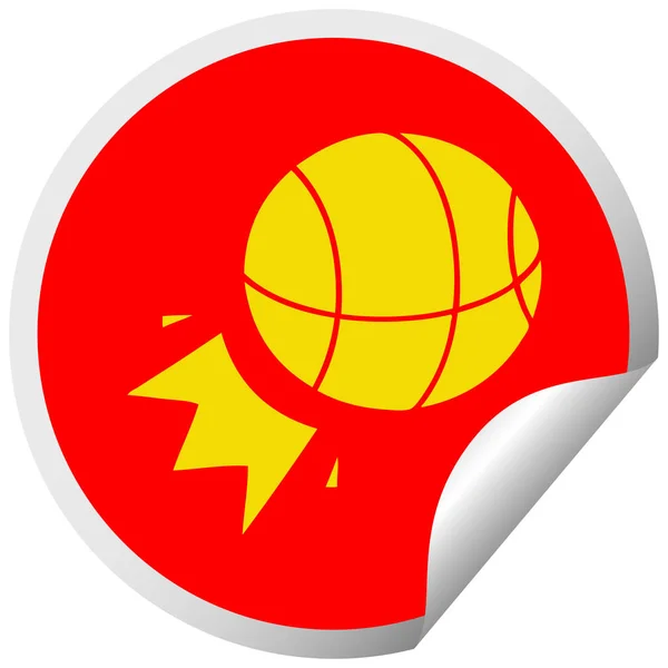 Runde Peeling Aufkleber Cartoon Basket Ball — Stockvektor
