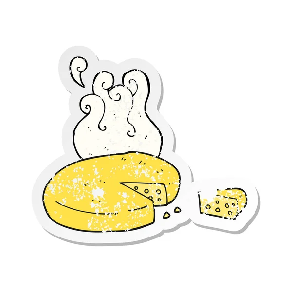 Retro Noodlijdende Sticker Van Een Cartoon Kaas — Stockvector
