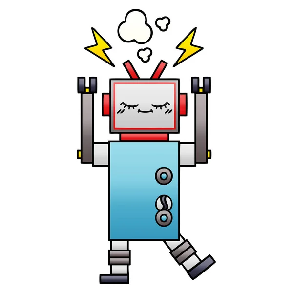 Gradient Skuggade Tecknad Dansande Robot — Stock vektor