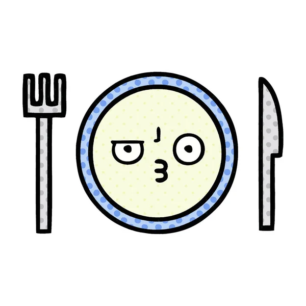 Bande dessinée style assiette de dîner de dessin animé — Image vectorielle