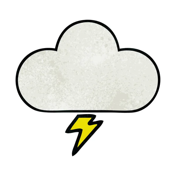 Retro Grunge Texture Cartoon Thunder Cloud — Stock Vector