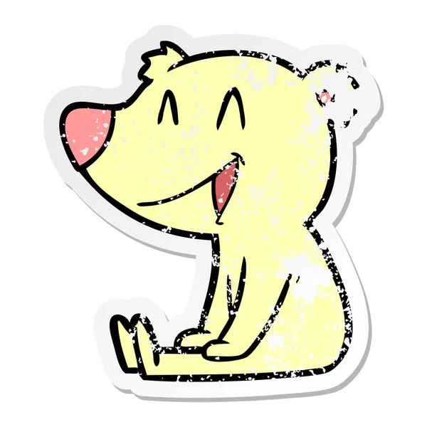 Distressed Sticker Sitting Bear Cartoon — Stock Vector
