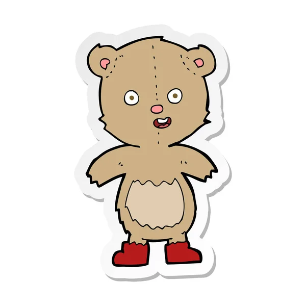 一个卡通快乐的泰迪熊在靴子贴纸 — 图库矢量图片