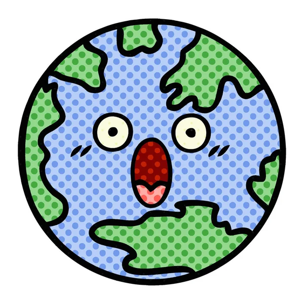 Мультфильм Стиле Комиксов Планете Земля — стоковый вектор