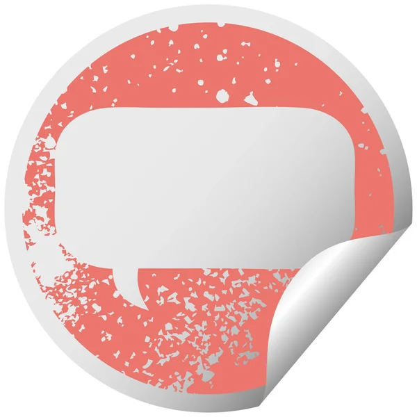 Distressed Circular Peeling Sticker Symbol Speech Bubble — Stock Vector